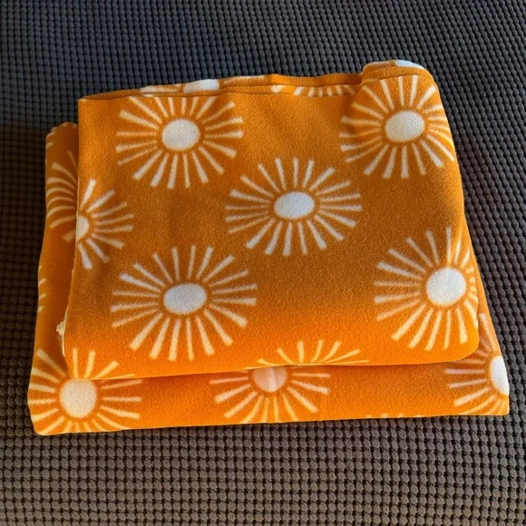 Orange Sunburst Fleece Material - Picture 1 of 1